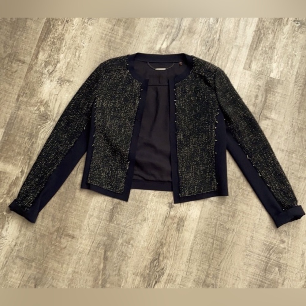 Elie Tahari 6 black and white Pearson Tweed Jacket professional career business